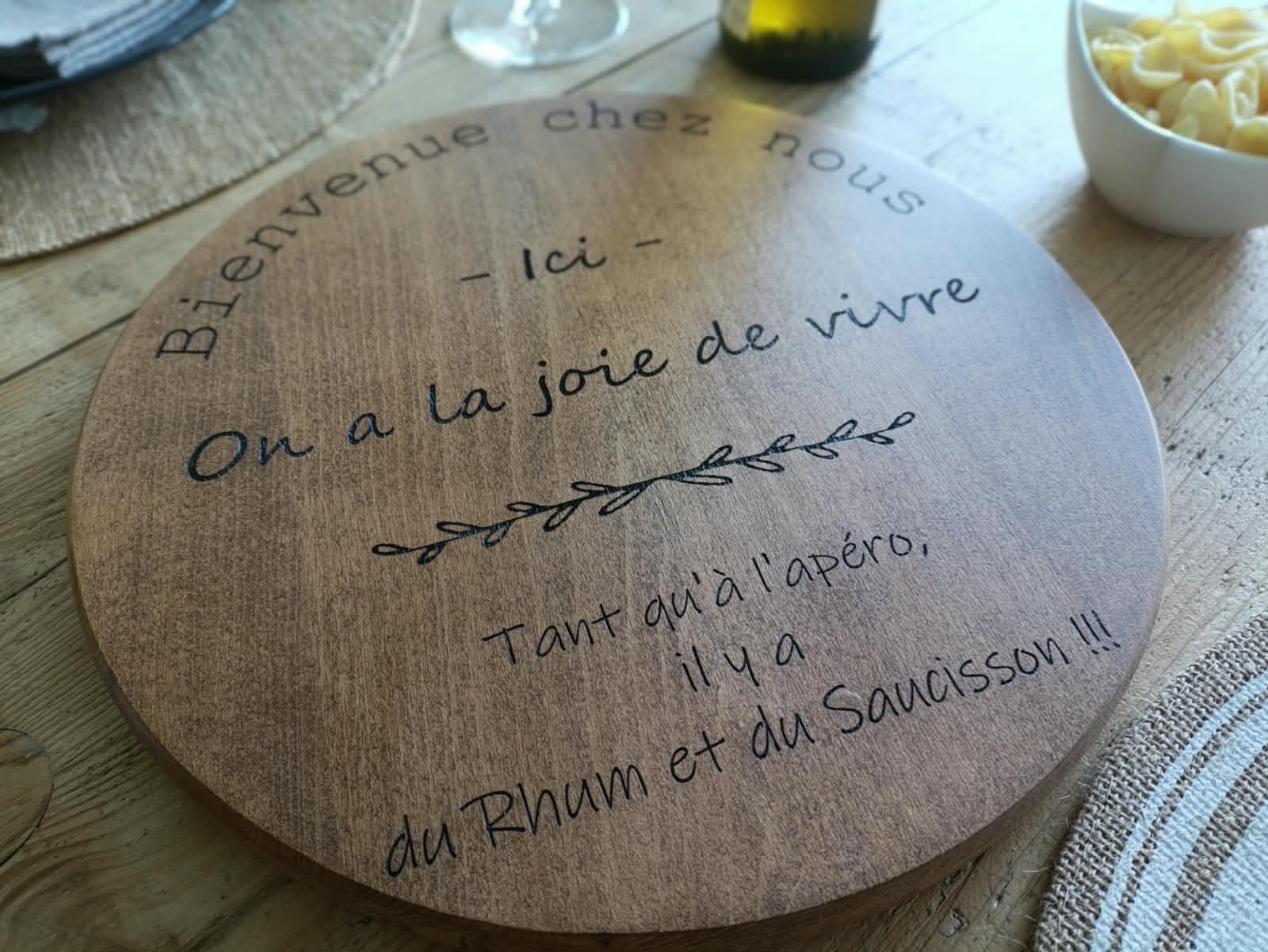 Plateau de service rond Hêtre